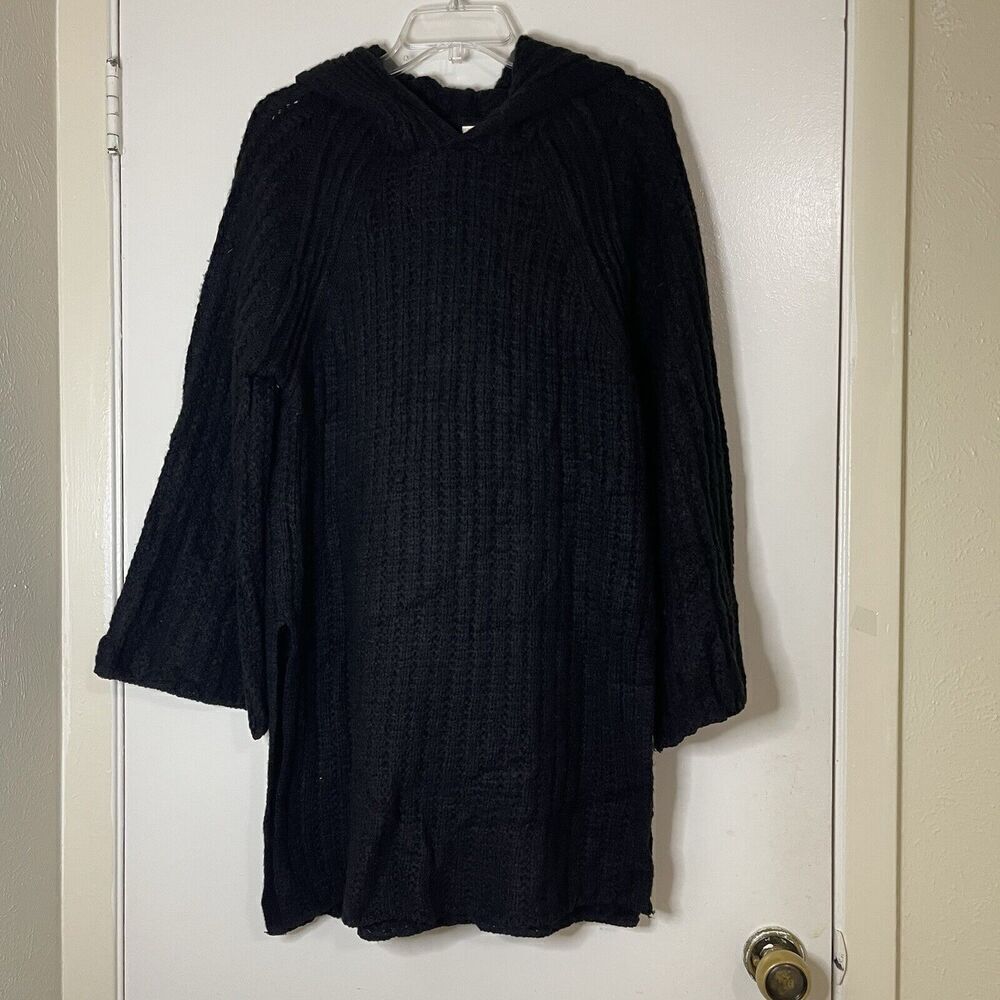 ANTHROPOLOGIE MOTH black oversized hooded knit sweater size small
